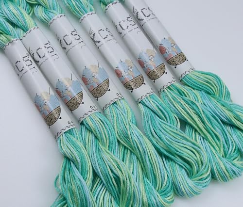 Image of KCS Big skeins of 25 Meters Size 25 Color Variegated Cross Stitch Stranded Threads,6 skeins,4040