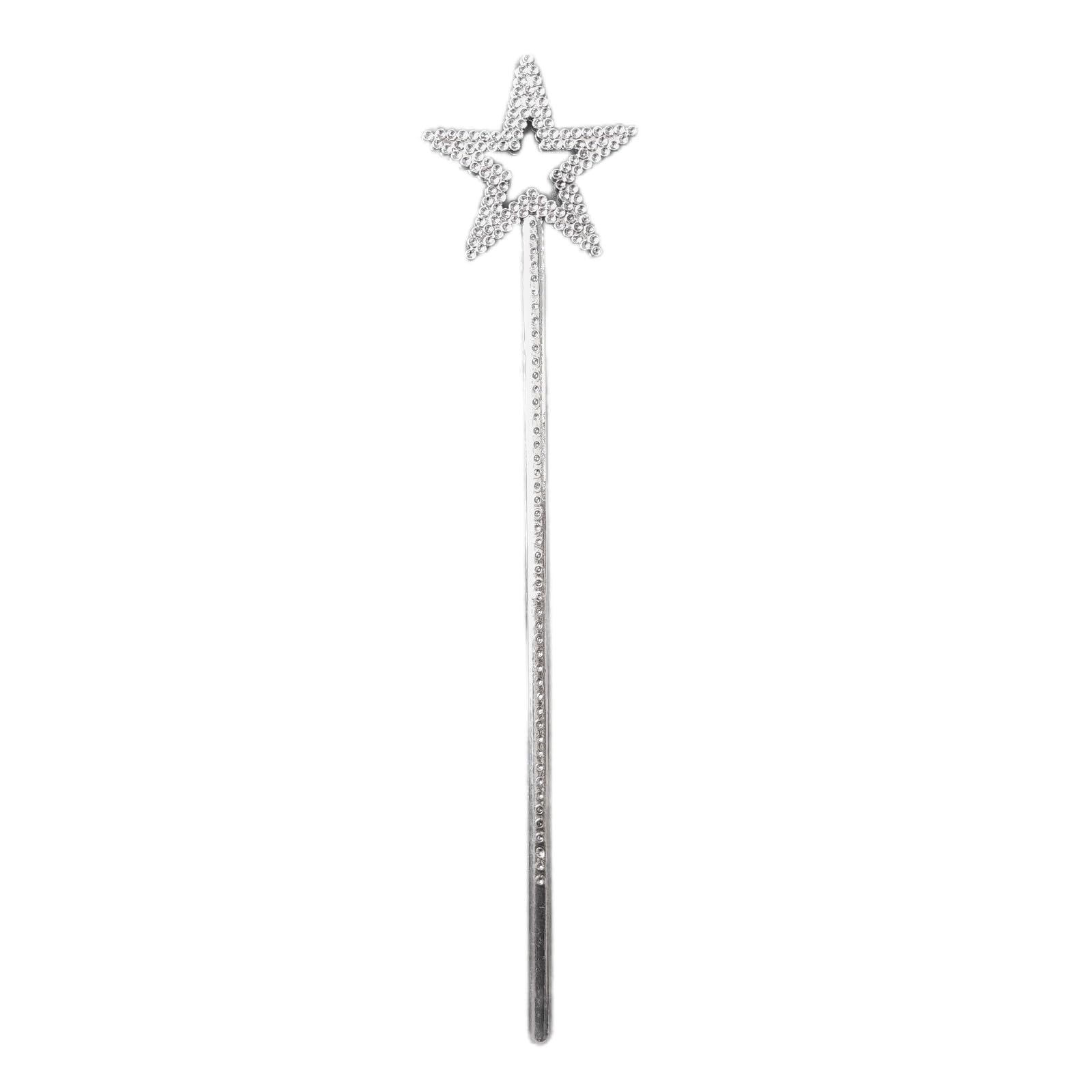HUAYIMEIYI Silver 13 Inches Star Wand Princess Fairy Plating Silver Star Wands