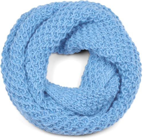 styleBREAKER Unisex Strick Loopschal grob gestrickt, Uni Schlauchschal, Winter Strickschal, Grobstrick Schal 01018157, Farbe:Hellblau