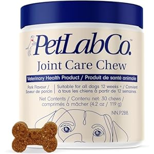 Petlab Co. Joint Care Chews, High Levels of Glucosamine for Dogs, Green Lipped Mussels, Omega 3 and Turmeric, Dog Hip and Joint Supplement to Actively Support Mobility, Packaging May Vary