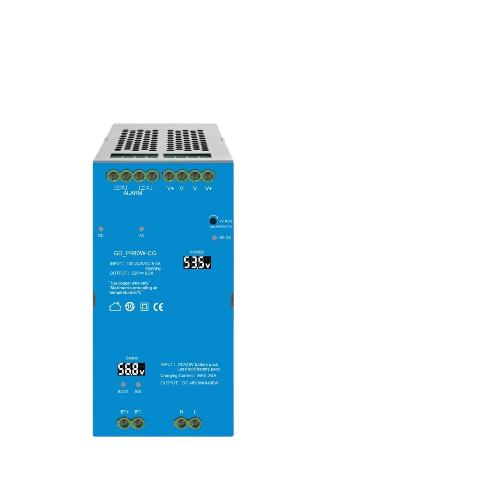 OSHZIKJII 480W multifunctional AC-DC power manager, 90-265Vac&24/48Vdc to50-57Vdc power converter,diaplay