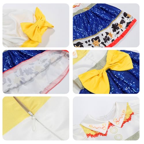 Disfraz de vaquera para niña con vestido de lentejuelas y sombrero miniatura 7