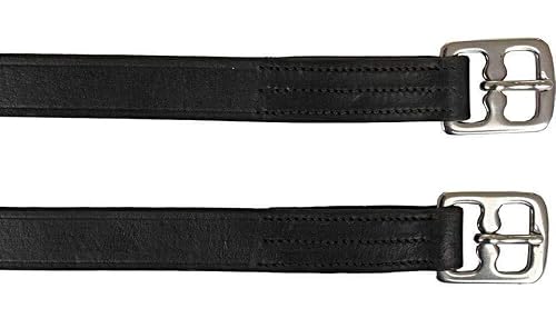 HORKA 2X Correas de Estribos de Cuero Negro 165cm Accesorios para Equitación