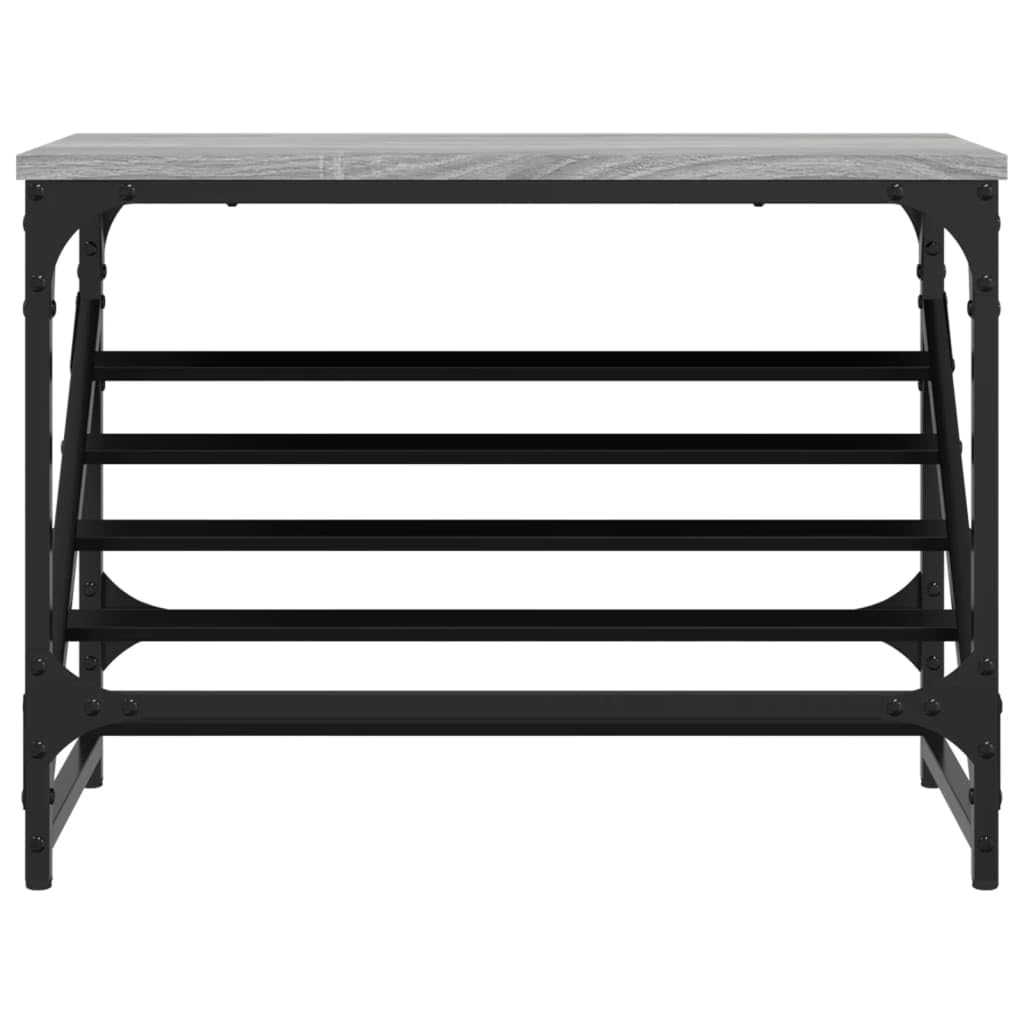 Schuhregal Grau Sonoma mit pulverbeschichtetem Stahlgestell 60x30x45 cm Holzwerkstoff stabil platzsparend für Flur Diele Eingangsbereich mit viel Stauraum und praktische Ablage