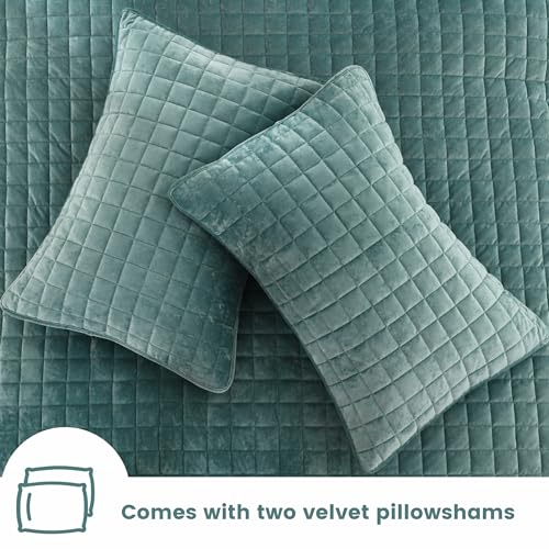 Secgo Queen Comforter Set for Bed - Velvet Quilts Queen Size, Black Bedspreads (90 * 98 Inch) with 2 Pillow Shams, Patchwork Reversible Lightweight Bedding