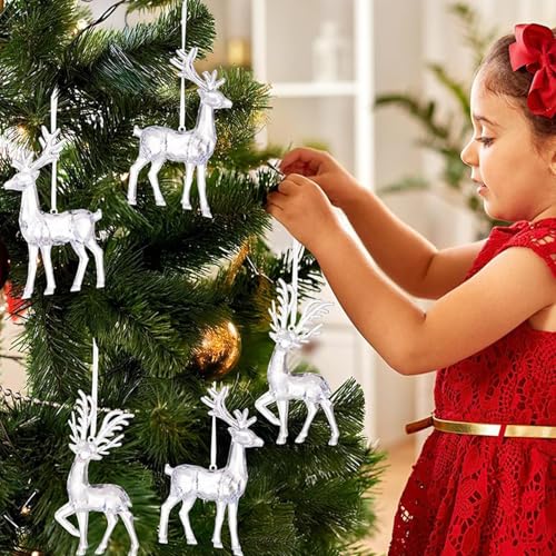Renne transparent de Noël incassable 6 pièces pour toute la maison