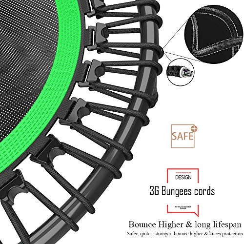 DARCHEN 450 lbs Mini Trampoline for Adults, Indoor Small Rebounder Exercise Trampoline for Workout Fitness, 450 lbs Max-Load Bungees for Quiet and Safely Cushioned Bounce, 40 Inch Gym Trampoline