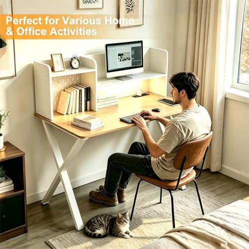 Lightdot 44"×24" White Computer Desk with Motion Sensor Light, Home Office Gaming Desk with Charging Station Pegboard, Modern Study Desk for Work Bedroom Game Kids Room Living Room by Lightdot - Used condition - Image 7