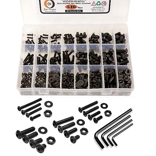 Image of High Tensile Button Head Bolt Dia M3 M4 M5 M6 Assorted Lengths 10MM-20MM Pack of 546 Pcs with Plastic Box Assortment