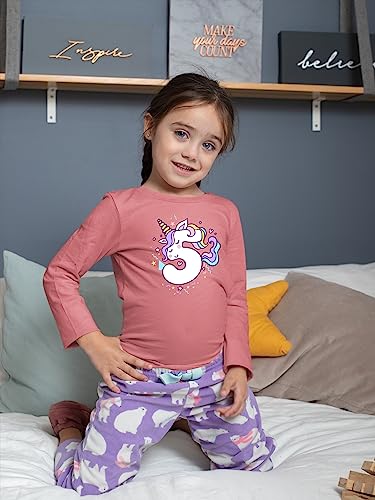 Image of Unicorn 5th Birthday Shirt Outfit for Girls 5 Year Old Fifth Birthday Five Tshirt