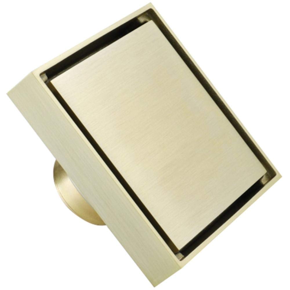 Scarico a Pavimento, canaletta di Scarico, Scarico Doccia, 1 Pezzo, Scarico Solido Dorato, Scarico Quadrato antiodore, Scarico per Piastrelle, Scarico Doccia, Scarico per Doccia (Oro)