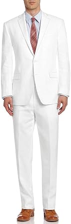 DTI BB Signature Italian Mens Two Button Linen Suit Modern Fit Jacket 2 Piece