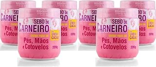 6 Creme Hidratante Pé Mãos Rachadura Sebo De Carneiro 220g