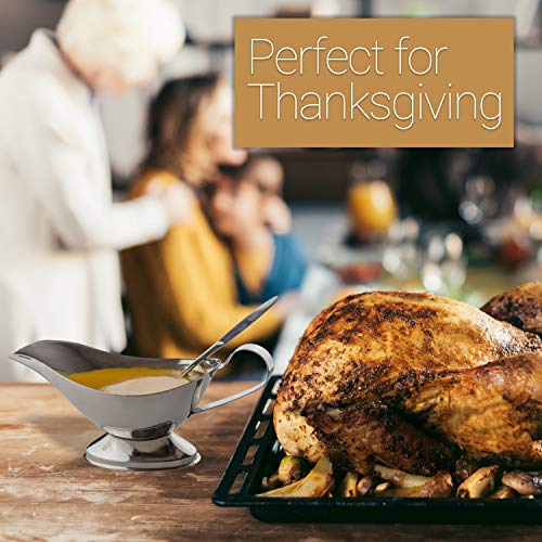 16 Oz Gravy Boat With Ladle, Stainless Steel Gravy Pourer Dish Salad Dressing Server #TOP4