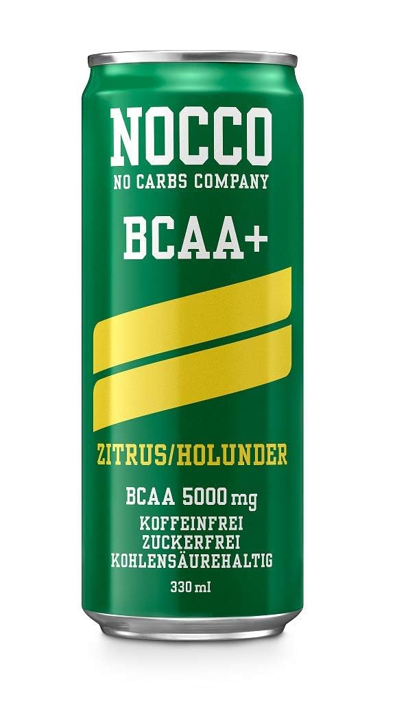 Nocco BCAA Energy Drink 330 ml koffeinfrei – Citrus/Holunderblüte, 12 Stück