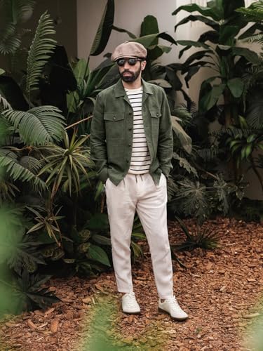 Men's Casual Cotton Linen Pants Summer Drawstring Lounge Lightweight Summer Beach Trousers Elastic Waist3