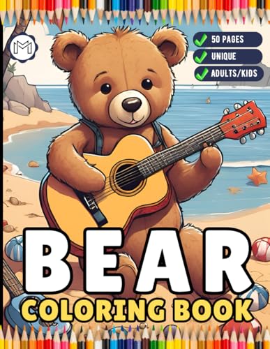 Cute Teddy Bear Coloring Book Gift for Adults Kids Men Women Boys Girls Teens 50 Pages Funny Teddy Bear Coloring Activity Book for Students Children ... Bold and Easy Cool Bear Animal Coloring Book image 2