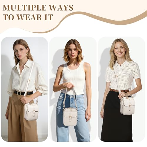 Sac à bandoulière en cuir végétalien triple compartiments compact