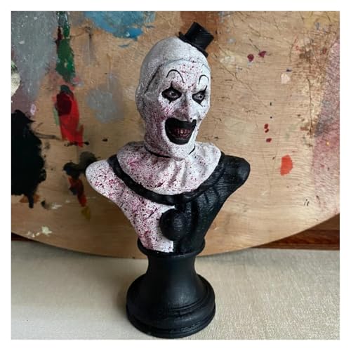 HABITZ Estátua de palhaço de Halloween arte a figura do palhaço assustadora filme de terror figuras de ação escultura de busto decoração fantasma colecionável para festa suprimentos (3)