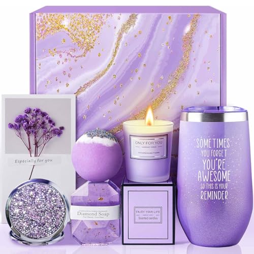 Gift Baskets for Women, Relaxing Spa Gift Basket Set, Gifts for Women, Mom, Wife, Girlfriend, Sister, Her, Best Friend,Colleague,Christmas, Valentine's Day, Mother's Day Gift Basket (Purple)