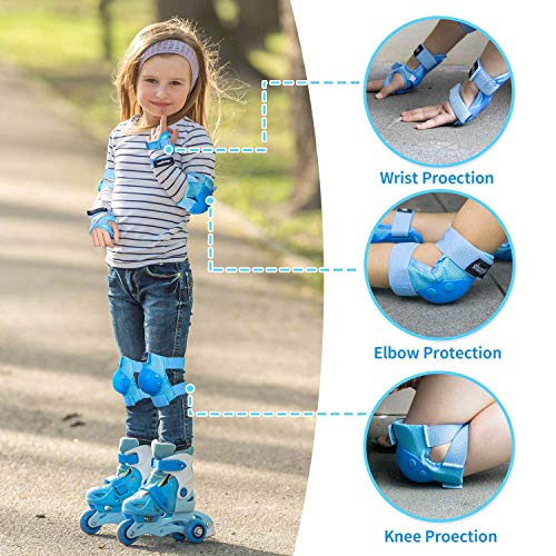 JUANANIUG Knee Pads Kids/Youth Safety Protective Gear Elbow Wrist Guards Safety RollerSkates Cycling BMX Bike Toddler Skateboard Inline Skatings Scooter Riding and Multi-Sports Outdoo Extreme Sports