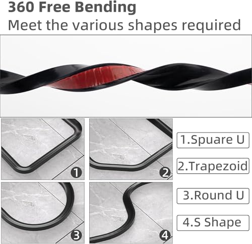 Image of RANDEN Self-Adhesive Silicone Water Stopper Strip - Collapsible Threshold Barrier Strip for Dry & Wet Separation, Sink Water Splash Guard, Bathroom Water Stopper (Black, 2 Meter)