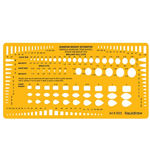 Liquidraw 2022 Diamant-Gewichts-Abschätzer/Steinformen und Größen, Schablonen, Orange/Transparent