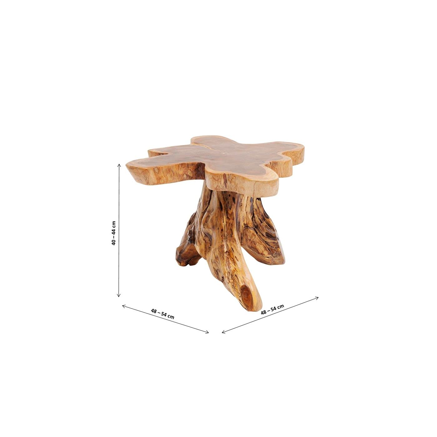 Kare Design Beistelltisch Tree Natur, Braun, 48-54cm Durchmesser, Handarbeit, jedes Stück ein Unikat, Pflegeleicht, Wohnzimmertisch, Couchtisch, Teak Massivholz, Lakiert, 40x50x50cm (H/B/T)