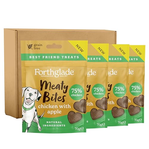 Forthglade Meaty Bites (4 x 70g Bags), Hypoallergenic & Grain Free Dog Treats with Chicken & Apple - Image 2