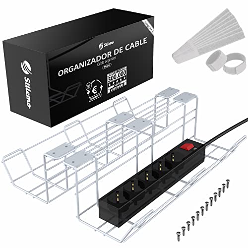 Bandeja organizador cables escritorio de Stilemo - Juego de 2 Bandejas Gestión de cable Ultra Resistente por debajo del escritorio Cover