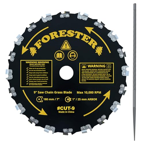 Forester Chainsaw Brush Cutter Blade + File Set - 9in x 20 Teeth | Fits Most Straight Shaft Trimmers | Conversion Kit Sold Separately