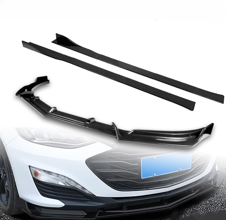 9pcs Combo Front Bumper Body Kit Lip + Side Skirt Extensions Diffuser Compatible with 2019-2021 Chevrolet Malibu 2020 (Painted Carbon)