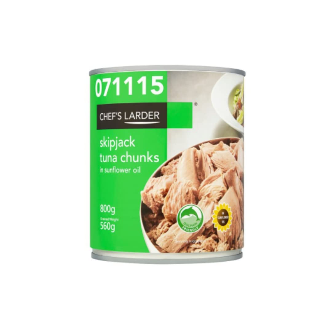 Chef's Larder Skipjack - Pezzi di tonno in olio di girasole, 800 g x 6