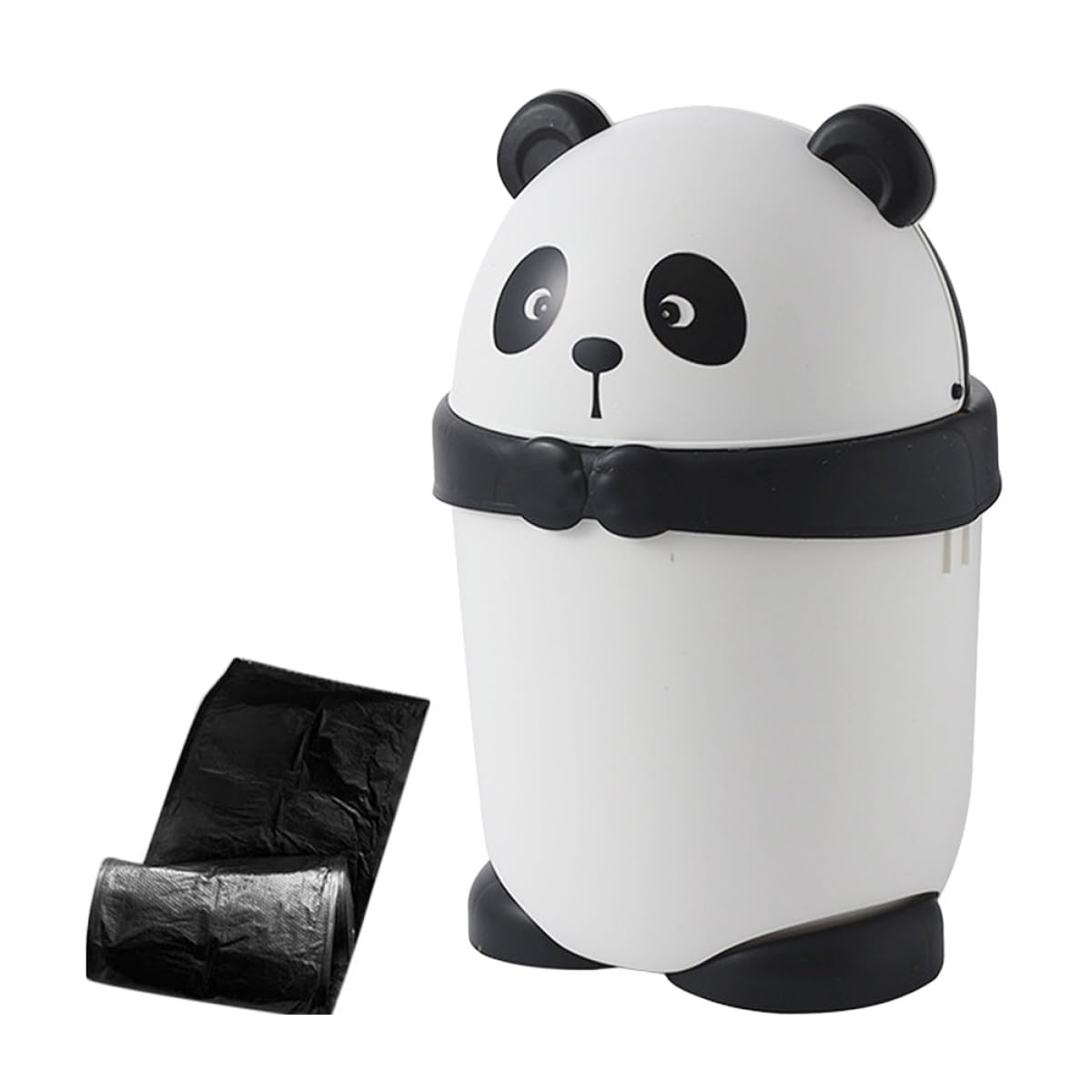 INOOMP Cestino per Rifiuti da Ufficio a Forma di Panda con Coperchio, Bidone della Spazzatura Medio in Plastica per Soggiorno, Cucina e Cameretta, Contenitore Decorativo per Ambienti