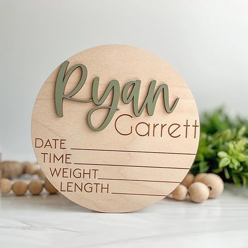 Miniatura 9 de Señales de anuncio de nombre de bebé de madera personalizadas, letrero de nombre de bebé personalizado, anuncio de nacimiento y señal de huella para