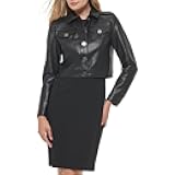 Women's Long Sleeve Collared Neck Button Front Cropped Jacket