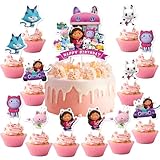 25 Stück Tortendeko Geburtstag, Themed Happy Birthday Tortendeko Mädchen Junge, Papier Cake Topper Geburtstag, Niedlich Kuchen Deko für Geburtstags Dekoration, Kuchenaufstecker fur Kinder