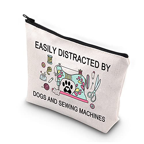 PLITI Sewing Makeup Bag - Gift for Dog Mom or Owner - Cosmetic Bag for Distracted Dog Sewing U