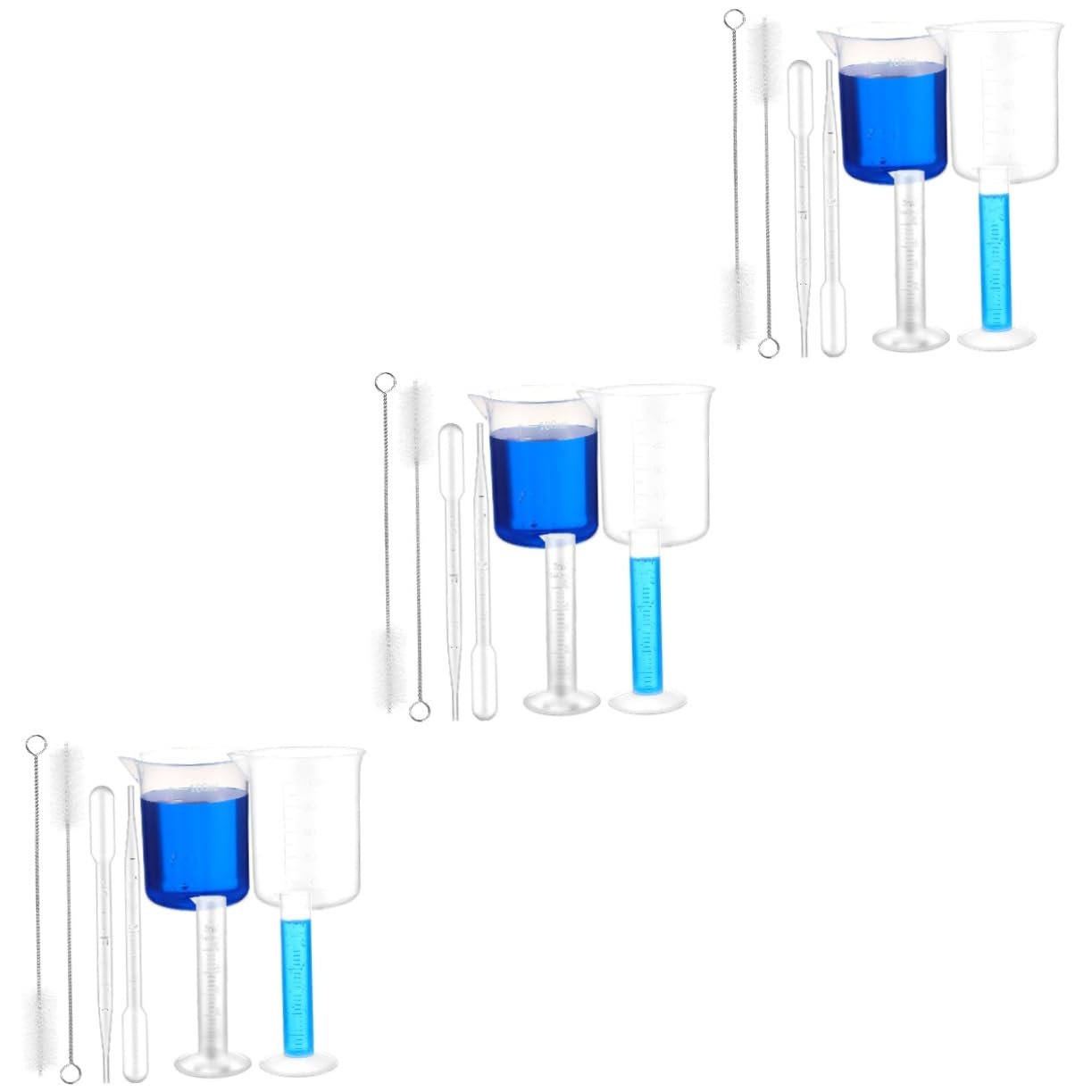 Gatuida 3juegos Cilindros Graduados De Plástico Pipetas De Transferencia y Cepillos Para Tubos Herramientas De Medición Para Laboratorio y Cocina