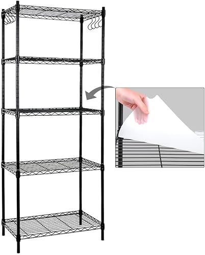 Miniatura 4 de Estantería de 5 estantes con revestimientos para estantes, certificado NSF, ajustable, organizador de acero, capacidad de carga de 100 libras por