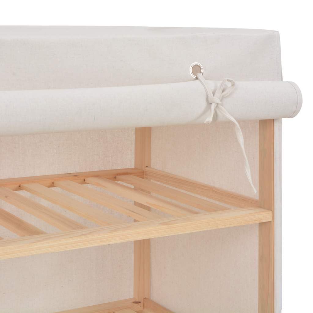 Schuhschrank mit Abdeckung Weiß, Stoff und massivem Tannenholz, 79 x 40 x 80 cm, 3 Ablagen, schmaler Schuhregal Organizer, platzsparend, staubdicht, für Flur und Diele