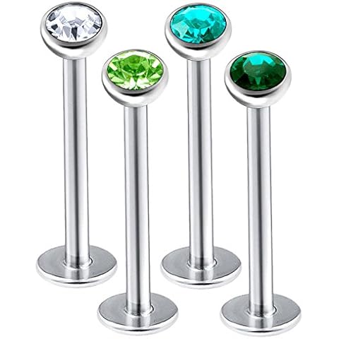 bodyjewelrytrend 4Pcs 16g Steel Labret Piercing Cover