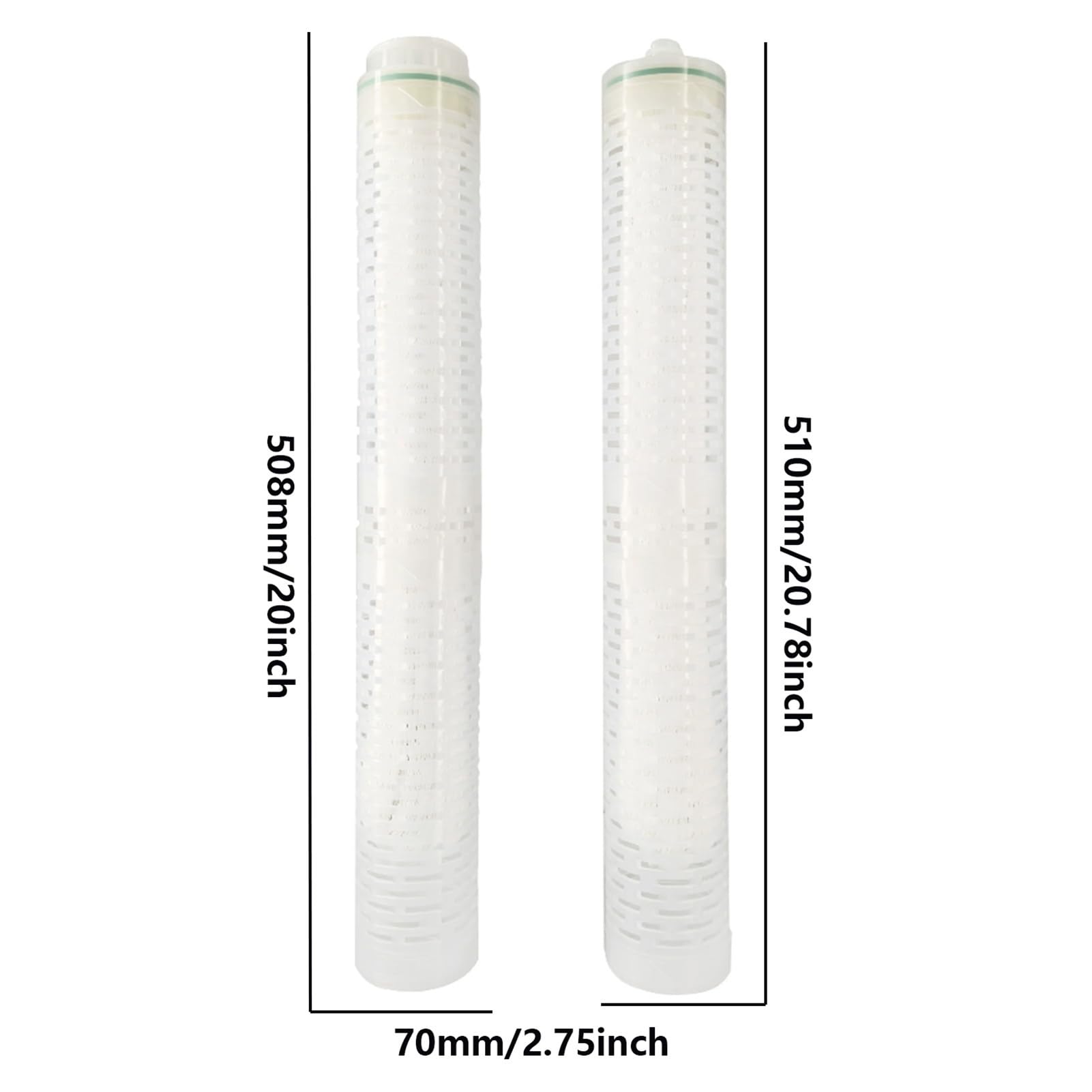 2 Stück 20-Zoll-Ultrafiltrationsmembran-Kartusche, PVDF-Wasserfilter, Universalanschluss, für 20-Zoll-Wasserfiltersystem(Plain opening)