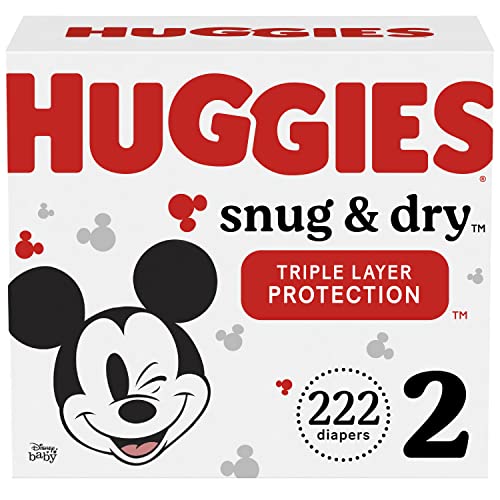 Image of Huggies Snug & Dry Baby Diapers, Size 2 (12-18 lbs), 222 Ct