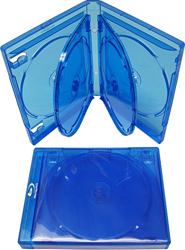 (30) Empty 22mm Thick 6 Disc Capacity - Blue Replacement Boxes/Cases for Blu-Ray DVD Movies - Holds 6 Discs BR6R21BL