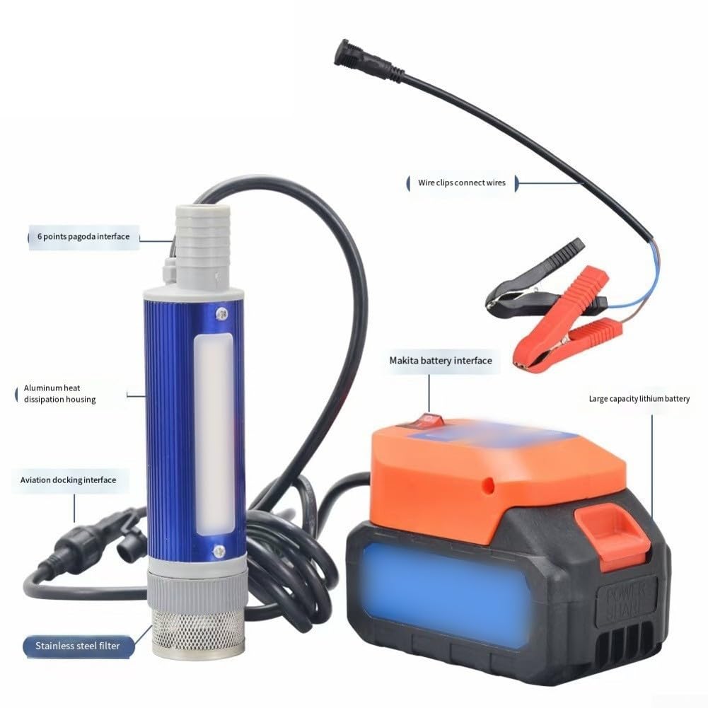 Bomba sumergible inalámbrica para batería de litio DAYI de 21 V, bomba portátil de transferencia de agua y aceite, flujo de 40-60 l/min, cable de 2,4 m, diseño compacto, para uso industrial