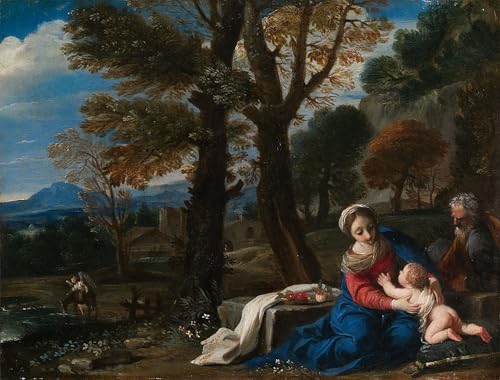 Impression sur toile Pier Francesco Mola Le Repos fuite en Égypte affiche 60x90cm