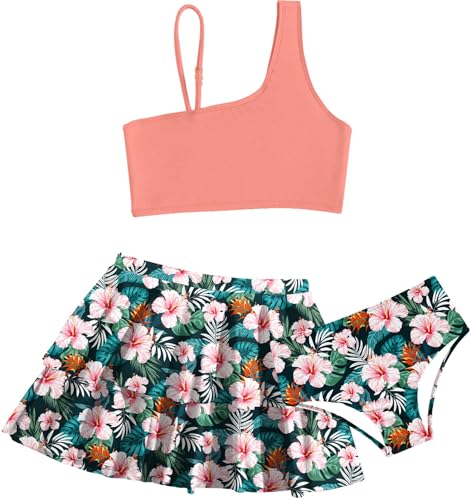 Image of RAISEVERN Girls Swimsuit 3 Piece Bathing Suits Cute Swimwear for 5-12 Years