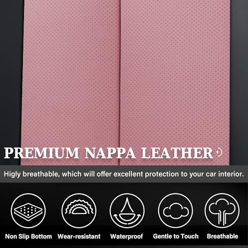 Image of Coverado Car Seat Covers, Back Seat Cover, Rear Car Seat Cover, 3-Pieces Waterproof Car Seat Cushion, Car Seat Protector, Faux Leather Seat Cover Seat Protector Universal Fit Most Cars, Black&Pink