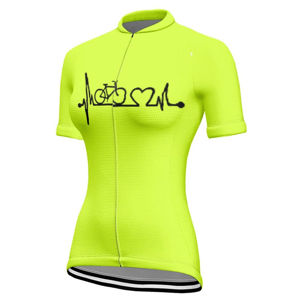 Mateju Maillot Ciclismo para Mujer, Manga Corta Ropa Ciclismo Cómodo Transpirable Exterior, Verano Secado Rápido Camisetas Manga Corta Camiseta Elástico